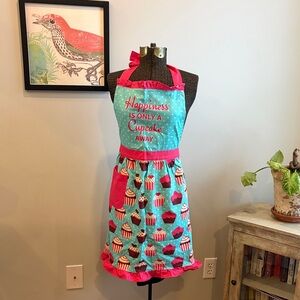 Pantry Turquoise Cupcake Apron – "Happiness Is Only A Cupcake Away"